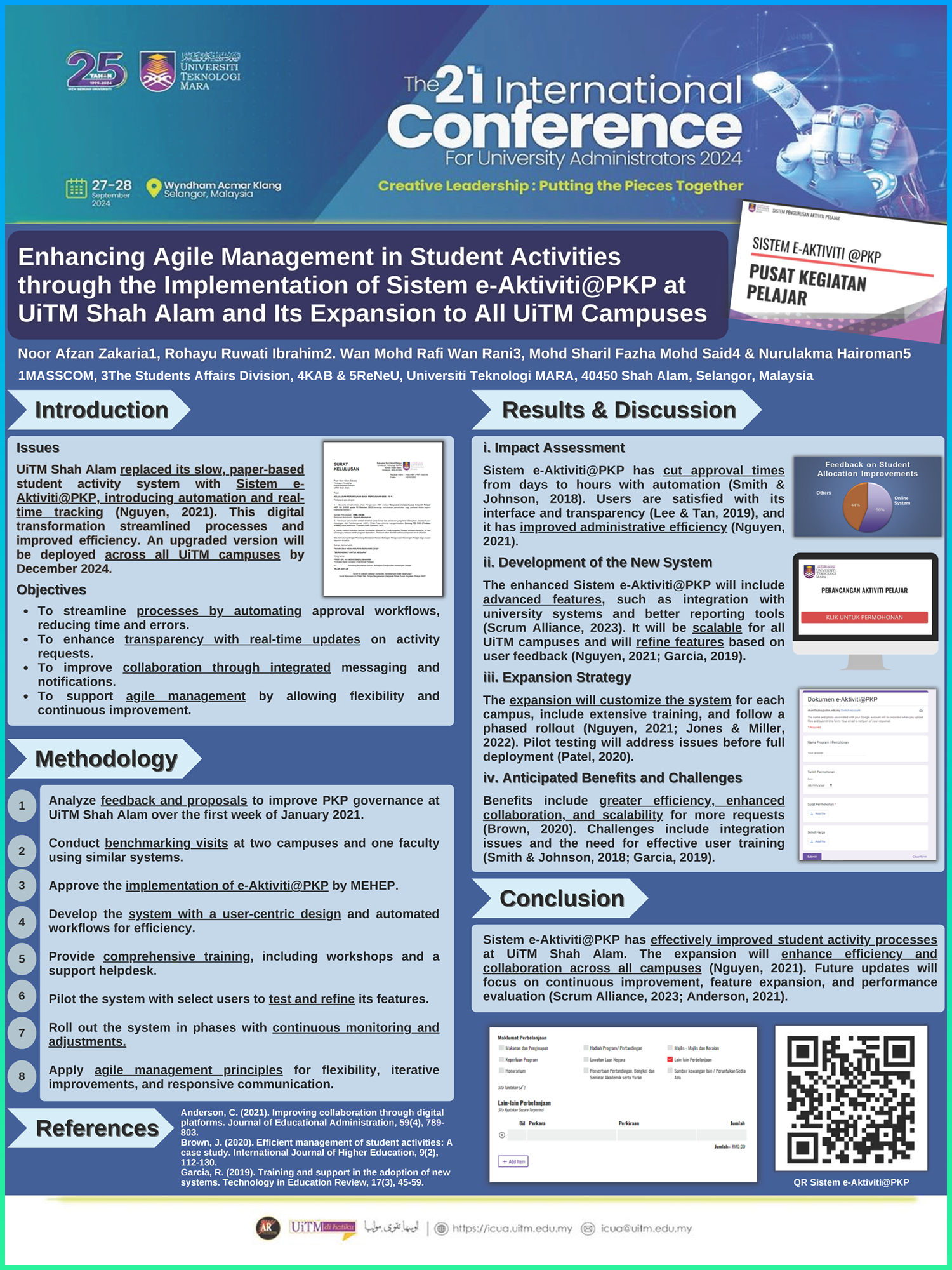 Poster 2: Enhancing Agile Management In Student Activities Through The Implementation Of Sistem e-Aktiviti @ PKP At UiTM Shah Alam & Its Expansion To All UiTM Campuses